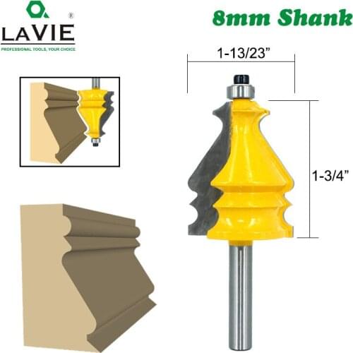LAVIE 1pc 8MM Shank Handrail Architectural Moulding Line Router Bit Woodworking Milling Cutter for Wood Bit Face Tool MC02075