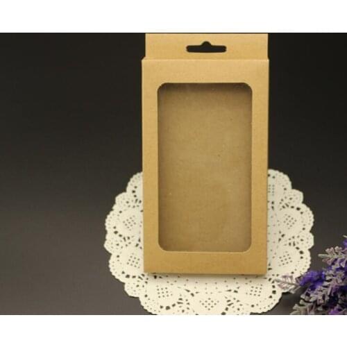 15.6*9*1.5cm Kraft Paper Phone Case Boxes Packaging, Retail Package Window Boxes For iPhone Case