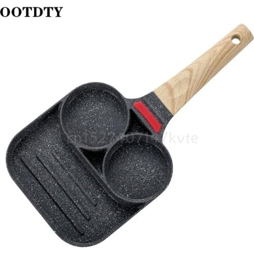 3 Holes Non Stick Omelet Frying Pan for Burger Egg Ham Omelette Breakfast Maker Kitchen Grill Wok Cooking Pot