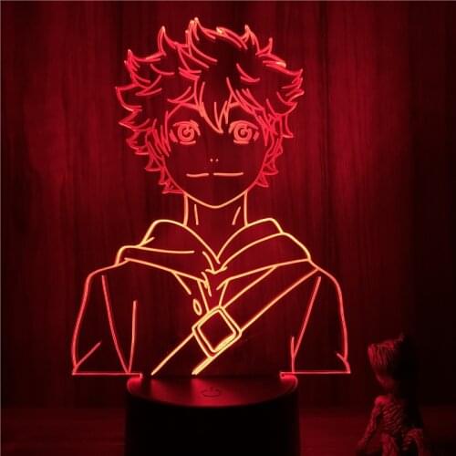 3D Lamp Anime Haikyuu Shoyo Hinata Smile Face LED NightLight Figure 7 Colors Touch Table Bedroom Decor Night Light Gift