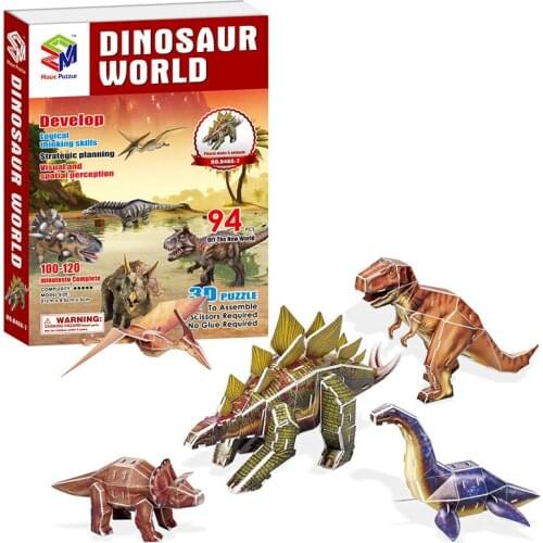 3d Three-dimensional Puzzle Animal Dinosaur Paper Model Childrens Educational Diy Assembled Toy Birthday Gift P275