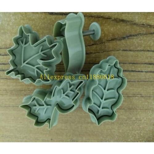 50sets/lot 4pcs kit DIY Tree leaf Cookies Cutter Spring Pressing Mould Fondant Mold Cake Decorating Tools