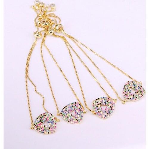 6PCS, Rainbow Brilliant CZ Micro Pave Fashion Charm Colorful Zirconia Link Chain Crystal Bracelets