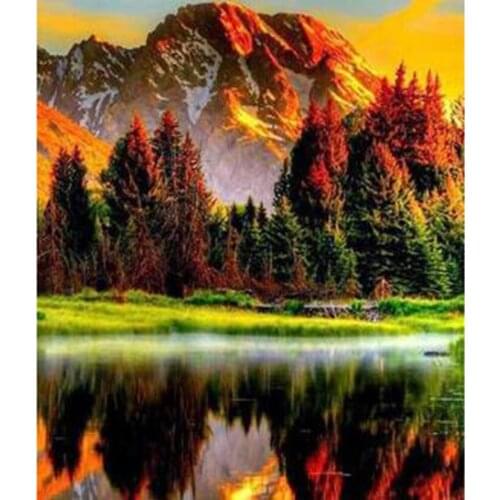 Diamond Painting 5D DIY Landscape Painting Mountain Top Sunset Scenery Picture Square/Round Diamond Cross Stitch Decor WG3124