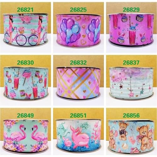 Free shipping 2019 new arrival 50yards cartoon printed grosgrain ribbons 26829
