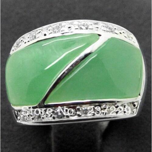 Free Shipping Jewelry Ring Inlay Green stone 925 Sterling Ring Size 7/8/9/10