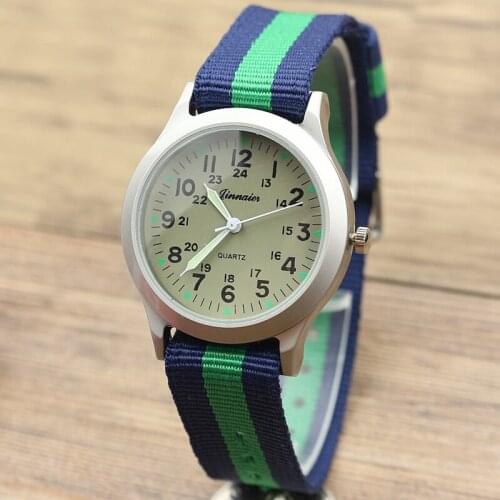 Free shipping middle boys and girls luminous hands quartz watch casual child outdoor sports army watch colorful nylon gift clock