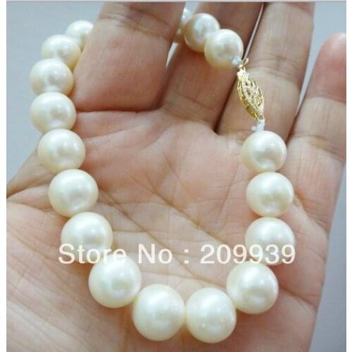 7.5"-8"9-10MM NATURAL SOUTH SEA GENUINE PERFECT ROUND WHITE PEARL BRACELET