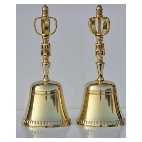 Buddhist Taoism Buddhist musical instruments Taoist religious bells Buddha multiplier Polished brass square head handbell