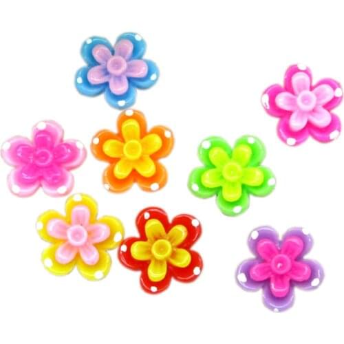 50Pcs Mixed Flower Resin Decoration Crafts Beads Flatback Cabochon Scrapbook Kawaii DIY Embellishments Accessories Buttons
