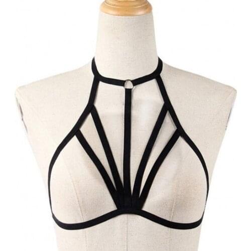 Hollow Out Elastic Cage Bra Strappy Halter Harness Strap Bra Female Underwear Women Shoulder Elastic Strap Bra Accessries