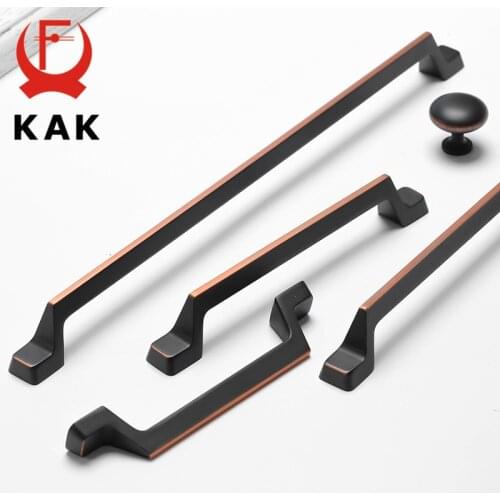 KAK American Style Black Cabinet Knobs and Handles Zinc Alloy Kitchen Handle Door Pulls Furniture Handle Hardware