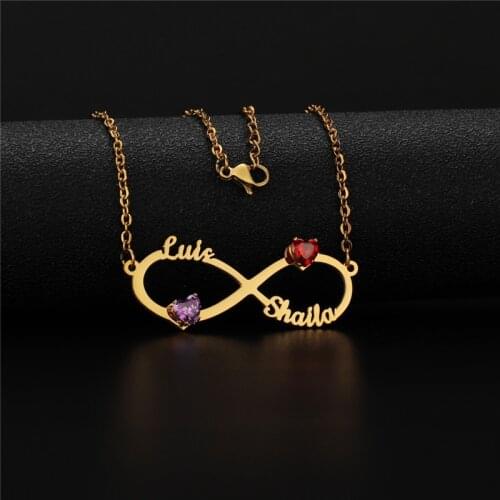 Customized Necklace Stainless Steel Love Diamonds Personalized Bead Birthstone Name Necklaces For Women Choker Necklaces Gift