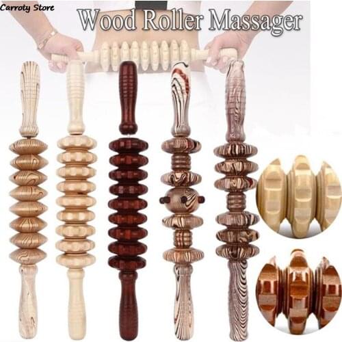 Full Body Massager Wood Roller Stick Gear Trigger Point Muscle Relief Pain Tool