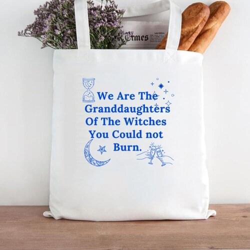 We Are The Granddaughters of The Witches You Could Not Burn Salem Witch Tote Bag Mystical Shopping Bag High Capacity Canvas Bag