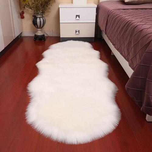 Soft Faux Sheepskin Fur Area Rugs for Bedroom Living Room Decorative Shaggy Sofa Cushion Floor Mat Bedside Carpet