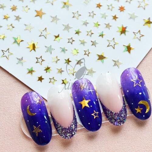 Tiny Star Nail Decals 12 Colors Stars nail sticker stensils - Nail Art Decals Stickers Micro STAR 1 sheet | PVC stickers,8989ij