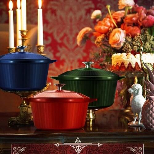 German cast iron enamel soup pots household no chemical coating non-stick binaural wok fashion multi-functional cooking tool