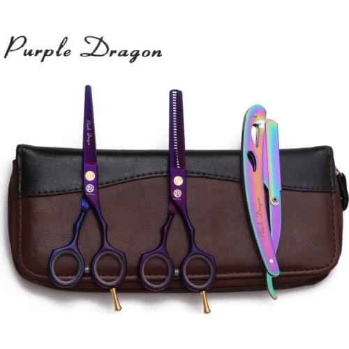 5.5" 16cm Titanium Purple Dragon Violet Cutting Shears Thinning Scissors Professional Hair Scissors Hairdressers Scissors Z1104
