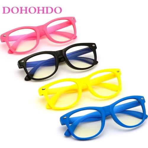 DOHOHDO 2021New Anti Blue Light Glasses For Kids Children TR90 Flexible Frame Boy Girls Computer Clear Lens Blocking Eyeglasse