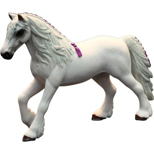 Plastic White Horse Model Figure Ranch Animal Farm Grassland Toys for Children Figurines Kids Toy Collection