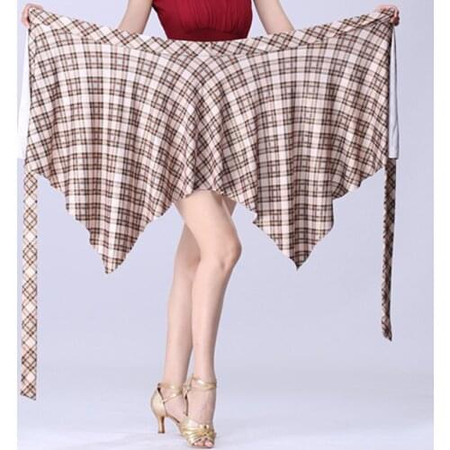 Plaid Latin Dance Dress Red Black Irregular Skirt Cha Cha Rumba Samba Tango Dresses For Dancing Practice Performance Dancewear