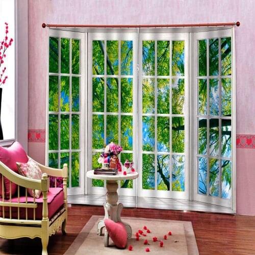 Outside the window Idyllic scenery big green Trees Curtains For Living room Bedroom Blackout home decoration Window Drapes
