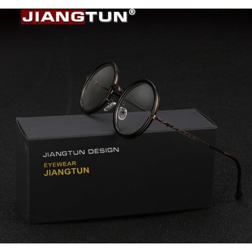 JIANGTUN Hot Women Men Big Round Glasses Frames Latest Purely Handmade Vintage Optical Eye Frame Plain Glass Fashion Oculos