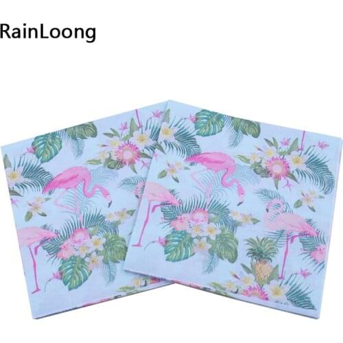 [RainLoong] Flamingo Bird Theme Paper Napkin Festive & Party Tissue Napkin Decoupage Party Decoration Decor 33*33cm