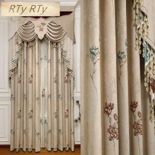 Europe and Americas top luxury 4D jacquard villa curtains for Livingrooms with high quality embroidered tulle for BedRoom