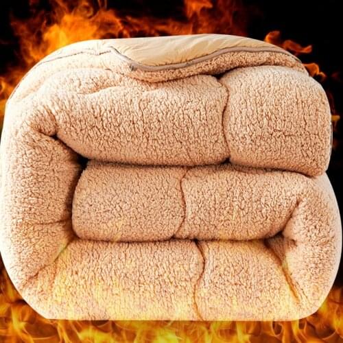 220x240CM Super Warm Lamb Quilt Winter Blanket 4KG King Size Cashmere Quilt Thickened Warm Autumn Spring Plush Comforter Core