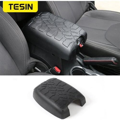 TESIN Rubber Car Seat Armrests Box Pad Mat Guard Cover Accessories for Jeep Wrangler JK 2011-2017 & Unlimited Sport Car Styling