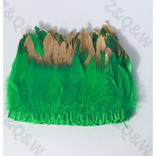 Grass green goose feather spray gold head made of 2 meters cloth edge DIY shopping festival costume costume skirt decoration