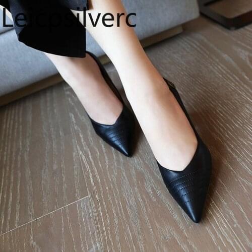 Pumps Spring and autumn The New fashion Pointed Shallow mouth Metal Decoration High heel Womens shoes plus size 34-43 7cm high