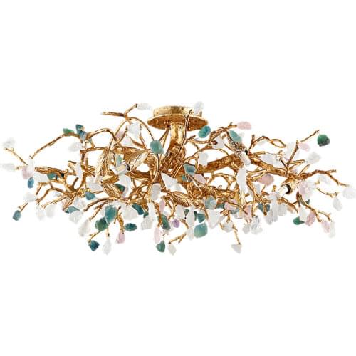 YI-YING Copper Tree Branch Living Room Lighting Luxury Simple Modern Bedroom Lighting Creative Dining Room Chandelier