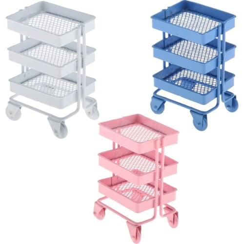 1:12 Miniature Iron 3 Tier Storage Shelf for Dollhouse Room Decor Accessory