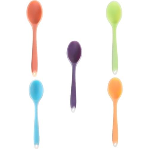 1Pc Small Multicolor Silicone Spoon Heat Resistant Nonstick Kitchen Serving Stirring Mixing Spoon Tableware Utensil for Cooking