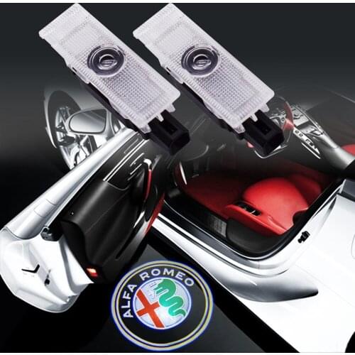 2pcs Car Door Courtesy Light For Alfa Romeo Giulietta Mito Stelvio Giulia 159 Spider Brera Shadow Projector Lamps Welcome Lights