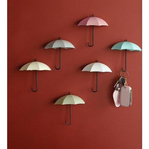 3Pcs Cute Creative Exquisite Multi-function Wall Rack Umbrella Shape Eco-friendly ABS Key Holder Hanger Household Supplies