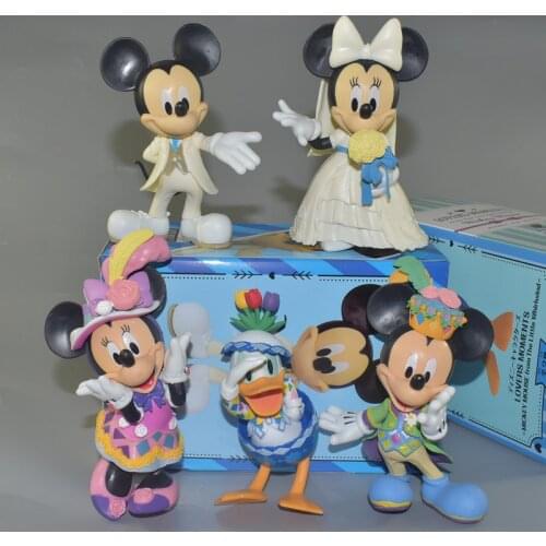 5 pcs/set 12 cm Minnie Mickey Mouse marry Action Fauntleroy Duck Daisy Duck dolls kids Toy Figures wedding present kids gift