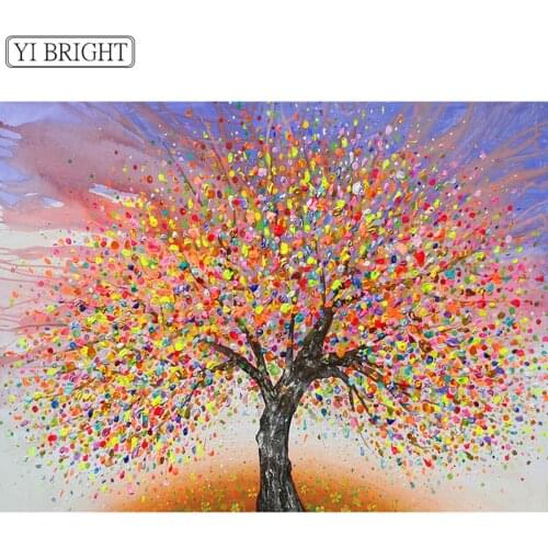 5D DIY Diamond Painting Colourful Tree Diamond Embroidery Full Set Landscape Diamond Mosaic Rhinestone Picture Diamond Art Kit