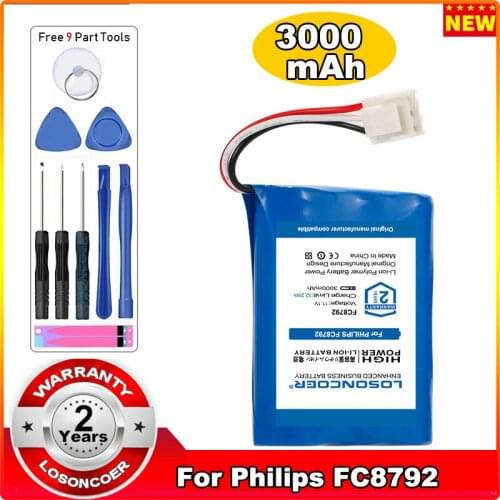 LOSONCOER Battery 3000mAh For Philips FC8792 Robot Vacuum Cleaner Sweeper Li-ion Rechargeable Replacement IP797(UR18650AY)