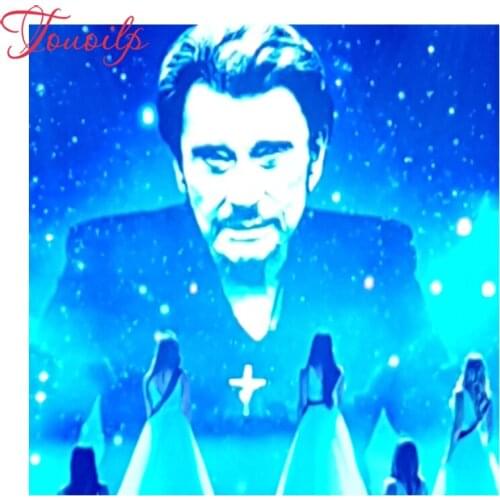 TOUOILP 30x30cm, Diy Johnny Hallyday diamond painting square&round drill, diamond pasted cross stitch resin crafts Needlework