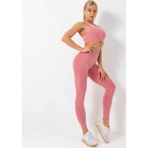 Yuerlian 2PCS Seamless Yoga Set Women Sleeveless Crop Top High Waist Fitness Leggings Sports Suit Female Costume Gym Tracksuit