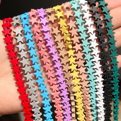 6 8 10mm Natural Matte Multicolor Hematite Stone Flat Star Rubber Loose Spacer Beads For Jewelry DIY Making Bracelet Accessories