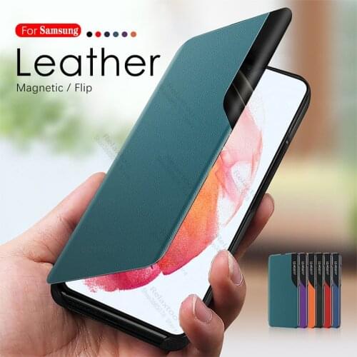 PU Leather Smart Window View Flip Covers Case on samsun s21ultra for samsung galaxy s21 ultra s 21 plus Magnet Stand phone shell