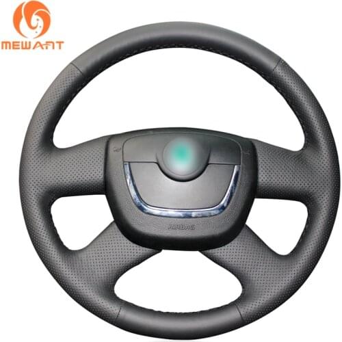 Black Artificial Leather Steering Wheel Cover for Skoda Octavia 2009-2013 Citigo 2011-2012 Roomster Fabia 2009-2012 Superb Yeti