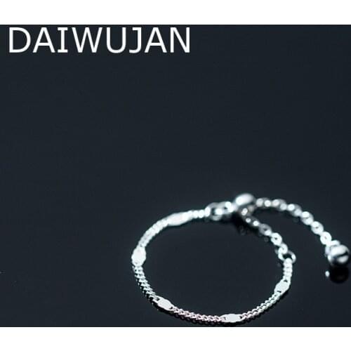 DAIWUJAN Genuine 925 Sterling Silver Chain Ring Sizable For Women Korean Minimalist Adjustable Ring Party Fine Jewelry