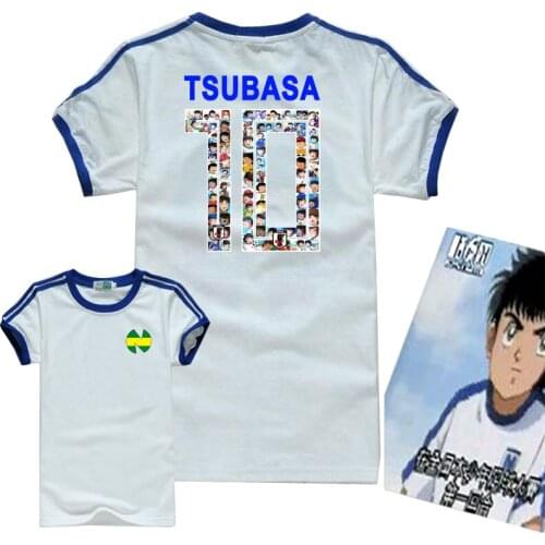 Kids children Youth Soccer Cotton Casual t-Shirts Captain Tsubasa Tsubasa Ozora blue football Japanese Anime men women t shirts