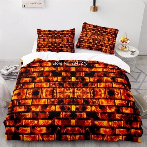 Home Textile Color Blue Orange Flame Series Pattern Fashion Duvet Quilt Cover Pillowcase Bedding Adult Teen Bedroom Decoration